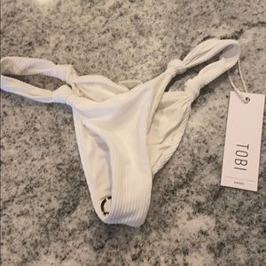 TOBI XS white ribbed bikini bottom